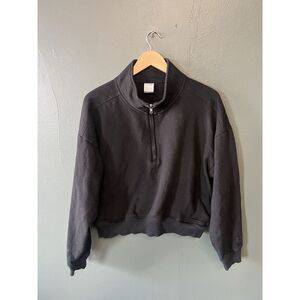 Pink by Victoria Secret Womens Black 1/2 Zip Pullover Sweatshirt Size Large
